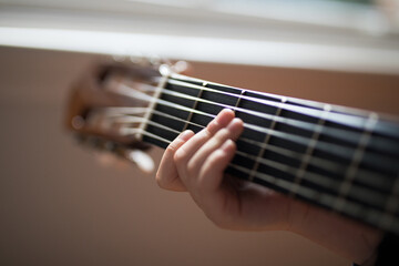 Playing the guitar
