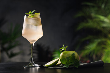 refreshing bar drink Rosato Gin and Co Ramazzotti with green apple