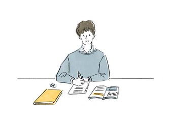 勉強している大学生