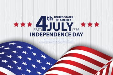 Independence day USA american balloons flag decor.4th of July celebration poster template.Vector illustration.