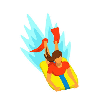 recommend clip art: Young woman in wetsuit bodyboarding