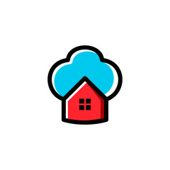 Fototapeta premium Minimalist flat logo design Combination of Cloud and Home