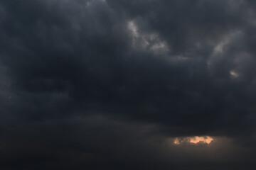 Dark rainy and thunder clouds during monsoon season of India