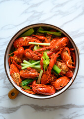 The plate of delicious crayfish