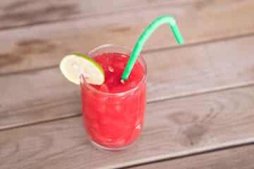 A glass of freshly squeezed watermelon juice