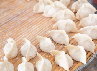 Fototapeta na wymiar Make white noodle dumplings ready to be cooked