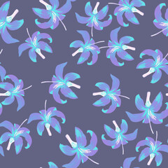 Fototapeta na wymiar Cobalt Seamless Botanical. Indigo Pattern Hibiscus. Navy Tropical Vintage. Azure Flower Palm. Blue Floral Botanical. Flora Nature. Spring Foliage. Garden Botanical