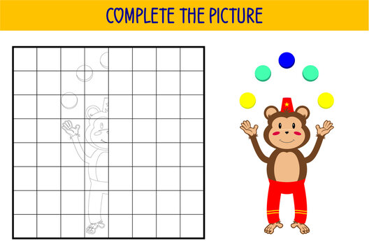 Kids game. Complete the picture.  Circus animal