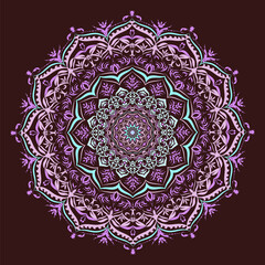 Mandala in blue and pink colours. Decorative ornament.