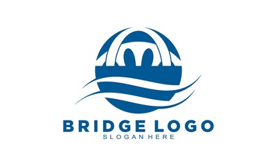 Bridge with wave icon logo