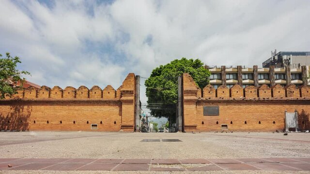 Tha Phae Gate, located on the east side of the city wall, is the most famous of all in Chiang Mai Thailand.