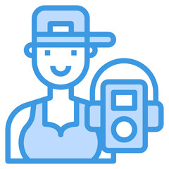 Hobbies blue outline icon