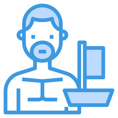 Windsurfer blue outline icon