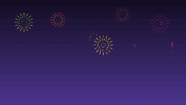 シンプルでかわいい8bitゲーム風の花火のアニメーション