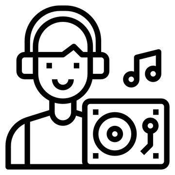 dj with headphones and turntable clip art preview
