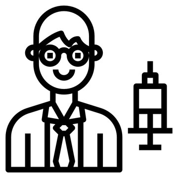 doctor with glasses and syringe clip art preview