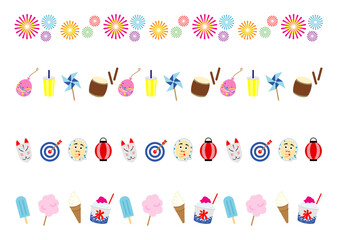 夏祭りのベクターイラストのセット