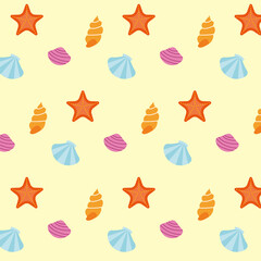 カラフルな貝殻のシームレスパターン