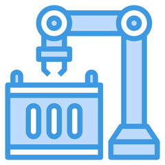 Obraz premium Conveyor blue outline icon