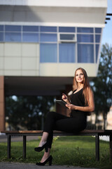 Girl with documents at a business meeting