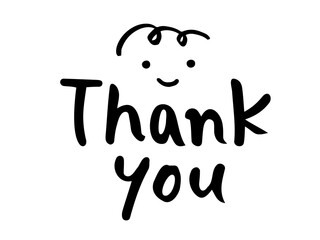 かわいい手書き文字のThank youと人物の笑顔／手書き文字イラスト