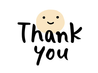 かわいい手書き文字のThank youと人物の笑顔／手書き文字イラスト