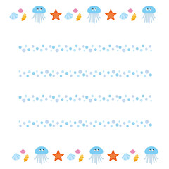 海の生き物のベクターイラストの便箋