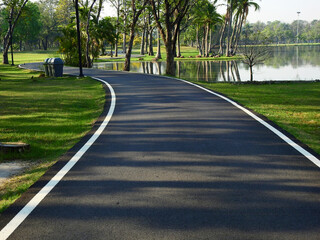 lane of asphalt road in the park - 440882980