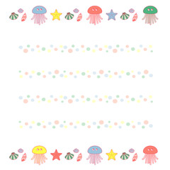 海の生き物のベクターイラストの便箋