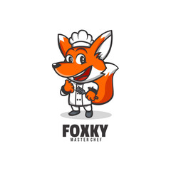 Vector Logo Illustration Fox Chef Mascot Cartoon Style.