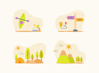 Fototapeta premium traveling set collection package white isolated background with modern flat cartoon style