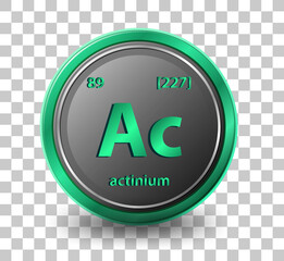 Actinium chemical element. Chemical symbol with atomic number and atomic mass.