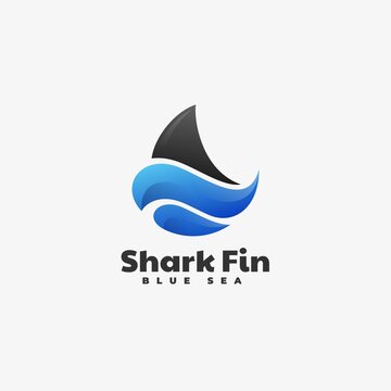 Vector Logo Illustration Shark Fin Gradient Colorful Style.