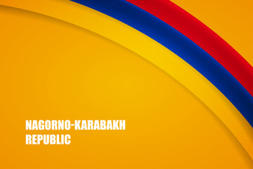 Happy independence day of Nagorno-Karabakh Republic country with tricolor curve flag and typography background
