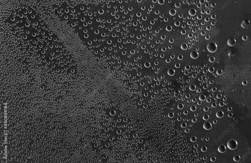 Wall mural water drops on black plastic texture