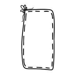 Hand drawn abstract rectangular frame isolated on a white background. Doodle, simple outline illustration. It can be used for decoration of textile, paper.