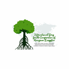 vector graphic of International Day for the Conservation of the Mangrove Ecosystem. flat design. flyer design.flat illustration.