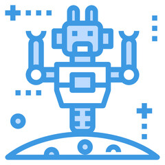 Fototapeta premium Space Robot blue outline icon