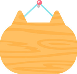 猫の顔型の木製ドアプレート