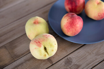 Freshly picked fresh peaches