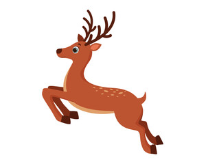 Fototapeta na wymiar Christmas deer in cartoon style. Vector illustration of animals. Isolated on white background 