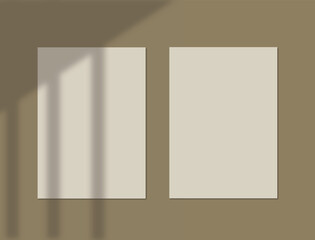 Paper a4 mockup shadow overlay leaves. for preservation flyer , poster , blank , invitation