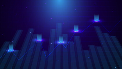 Modern maps trading forex or cryptocurrecy blue concept background. Trading market concept with financial graphs, glowing lines and diagram on digital screen background. vector illustration