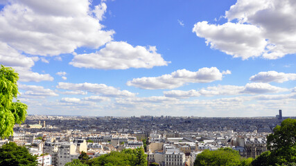 Naklejka premium Panorama view of the city landscape. Panoramice view of cloudy skyline over the city.