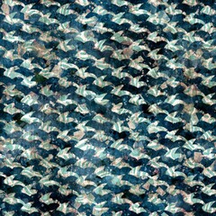 Seamless elegant mixed media pattern in navy, blue, pink, and cream. High quality illustration. Ornate and highly detailed and textured realistic faux collage. Sophisticated intense textile design.