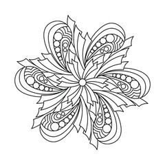 Coloring book page mandala. Flower Fancy Pattern , Vintage decorative elements.