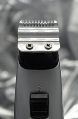 hair clipper on silver background, barber shop background