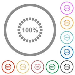 100 percent loaded flat icons with outlines