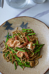 Fried Hokkien Noodles with Asparagus and Shrimp