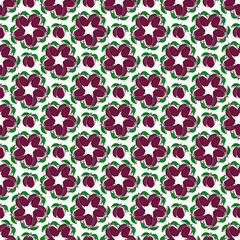 Oneline purple plums seamless pattern.Vector hand drawn illustration.Healthy food background in trendy style